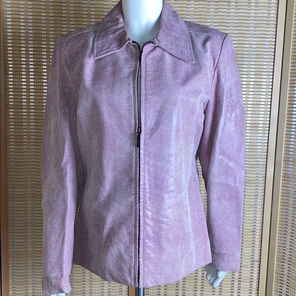 Colebrook & Company Chic Pink Genuine Leather Jacket Size Large VNTG - Picture 1 of 7